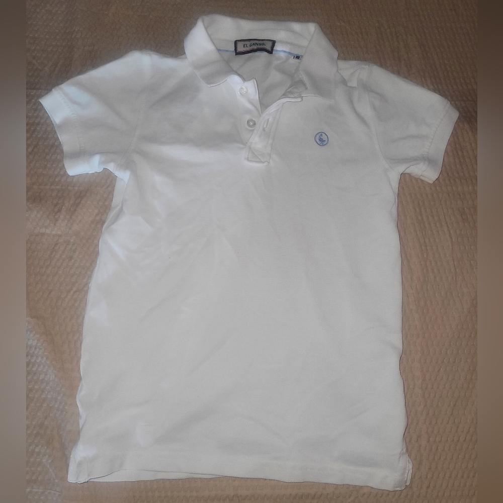 El Ganso Kids Boys Polo Shirt White Cotton Size 8 Short Sleeve Logo Top